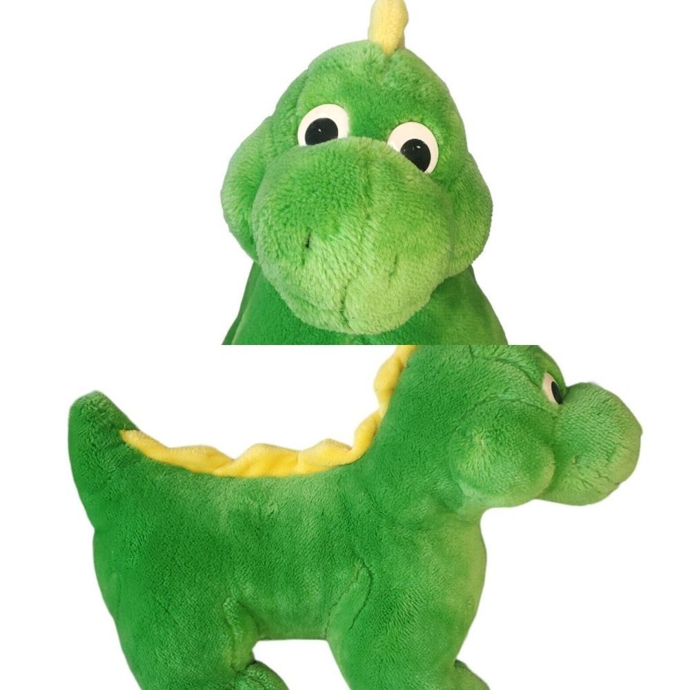 Vintage CALTOY Green Dinosaur Dino Stuffed Animal‎ Plush Toy 11 X 14